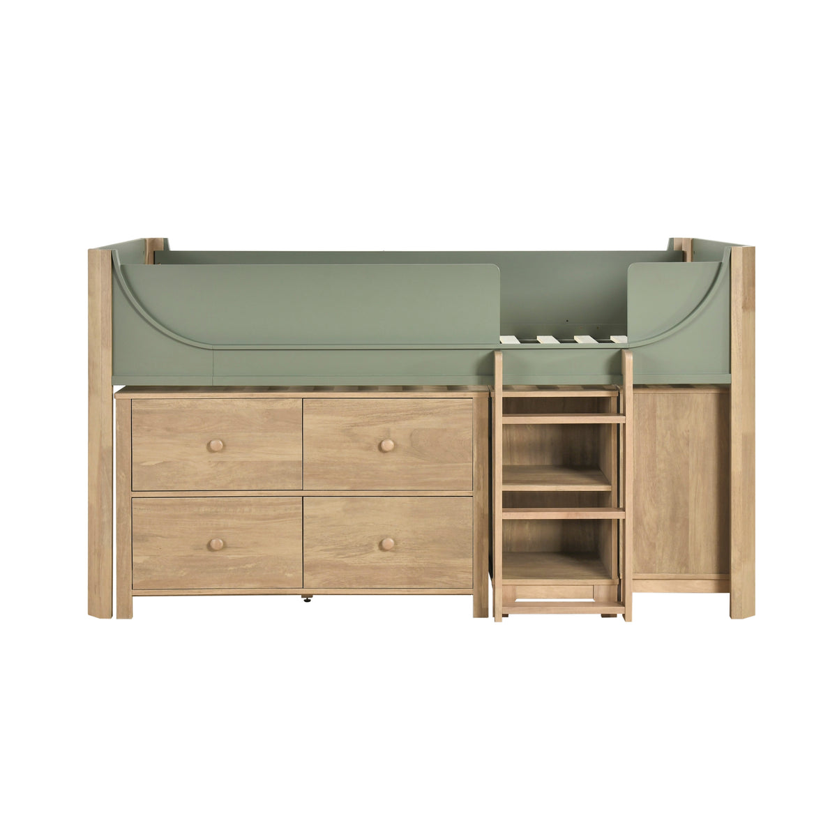 B2048GNLT-1*2BCDR (6) Low Loft Bed with 2-Shelf Bookcase, 4-Shelf Bookcase and Dresser from Homelegance - Luna Furniture