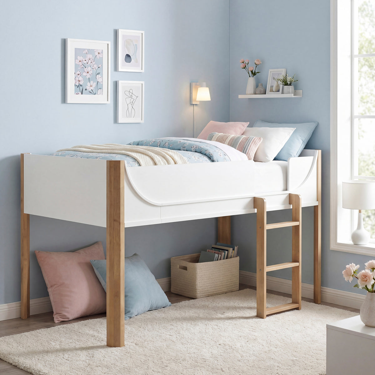 B2048WHLT-1* (3) Low Loft Bed from Homelegance - Luna Furniture