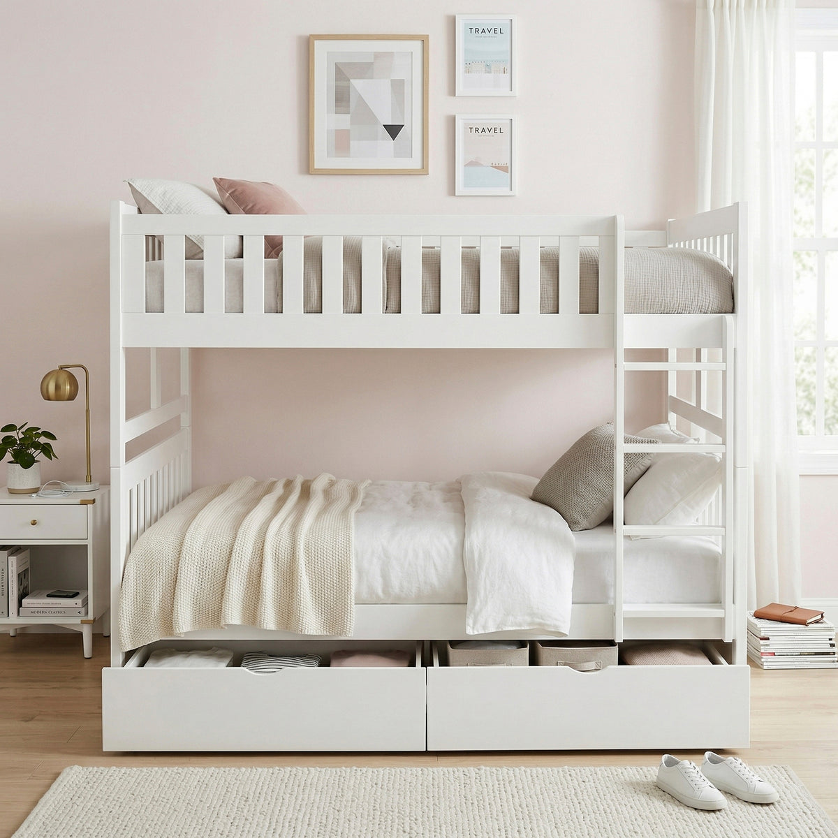 Galen White Low Loft Bunk with Bookcase and Dresser from Homelegance - Luna Furniture
