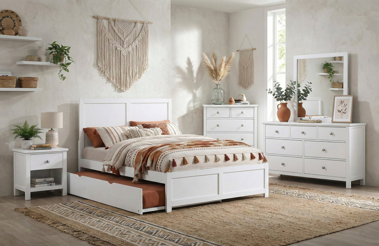 Galen White Full Platform Bed from Homelegance - Luna Furniture