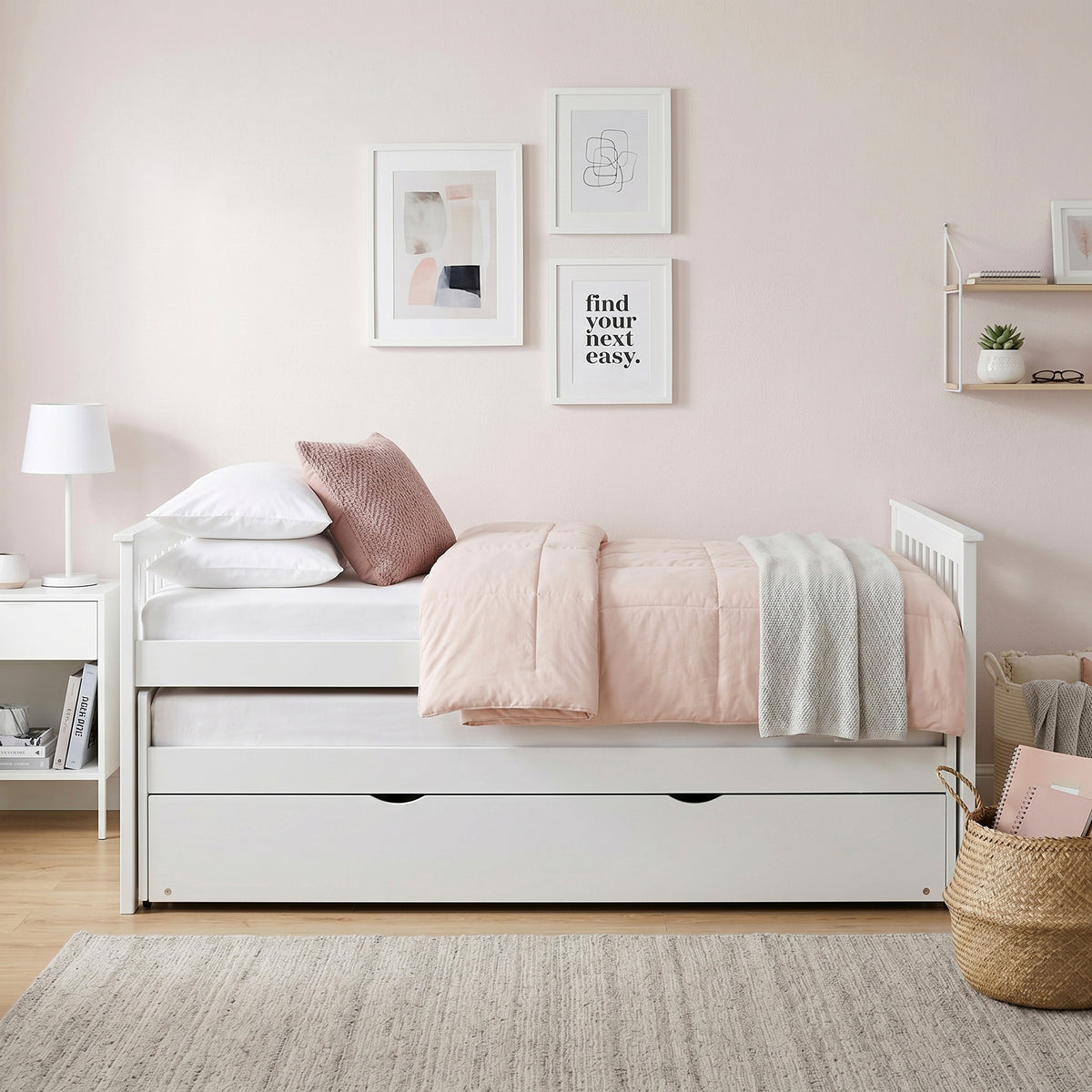 Galen White Twin/Twin Bed with Twin Trundle from Homelegance - Luna Furniture