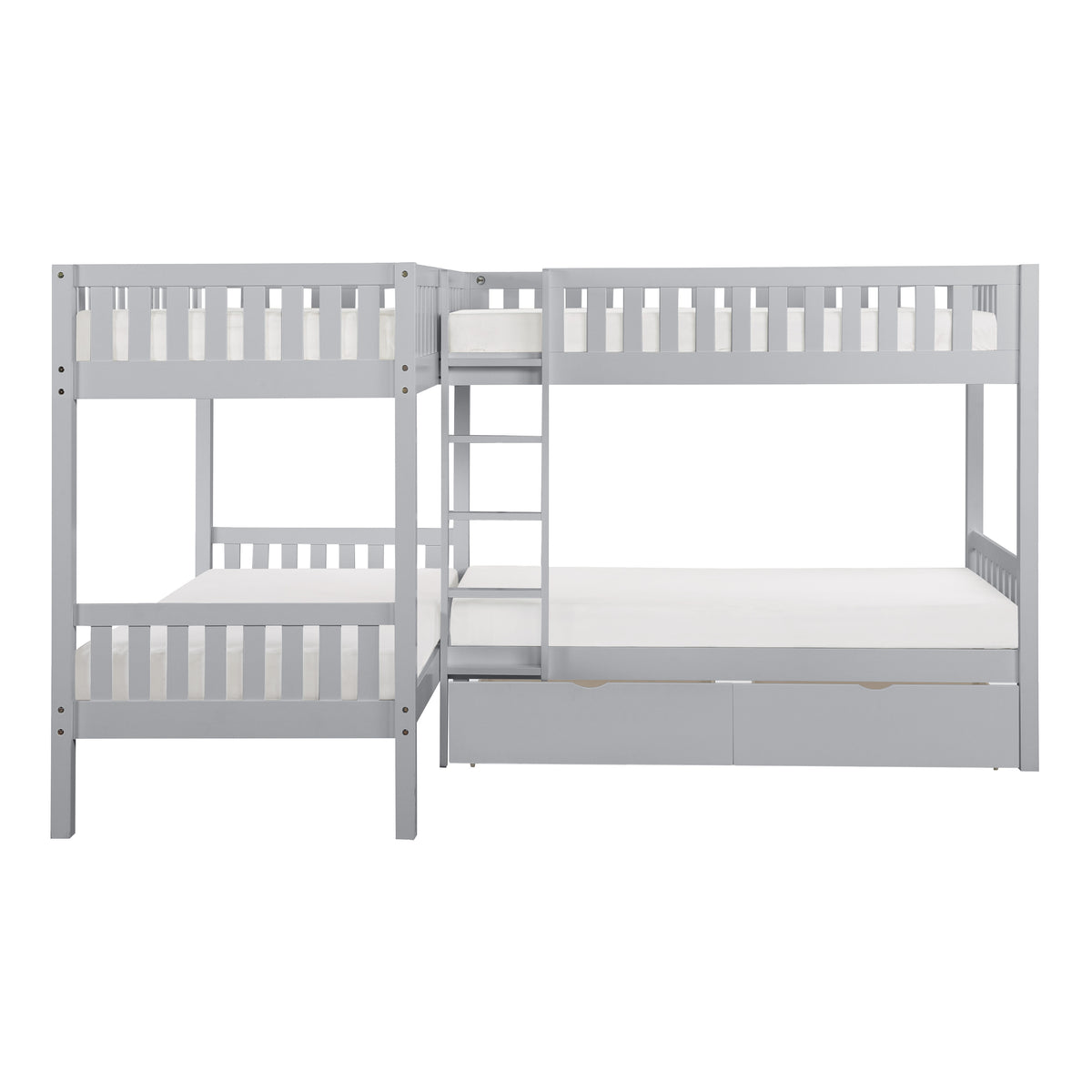 Orion Gray Twin Corner Bunk Bed with Storage Boxes from Homelegance - Luna Furniture