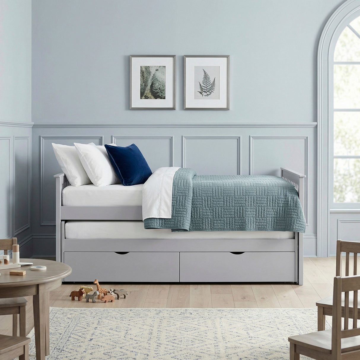 Orion Gray Twin/Twin Bed with Storage Boxes