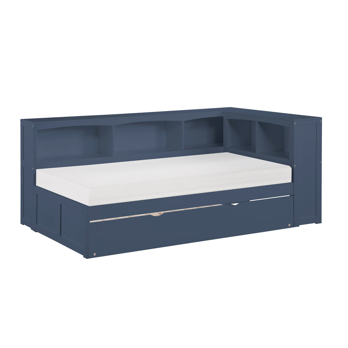 Nora Blue Twin Bookcase Corner Platform Bed from Homelegance - Luna Furniture