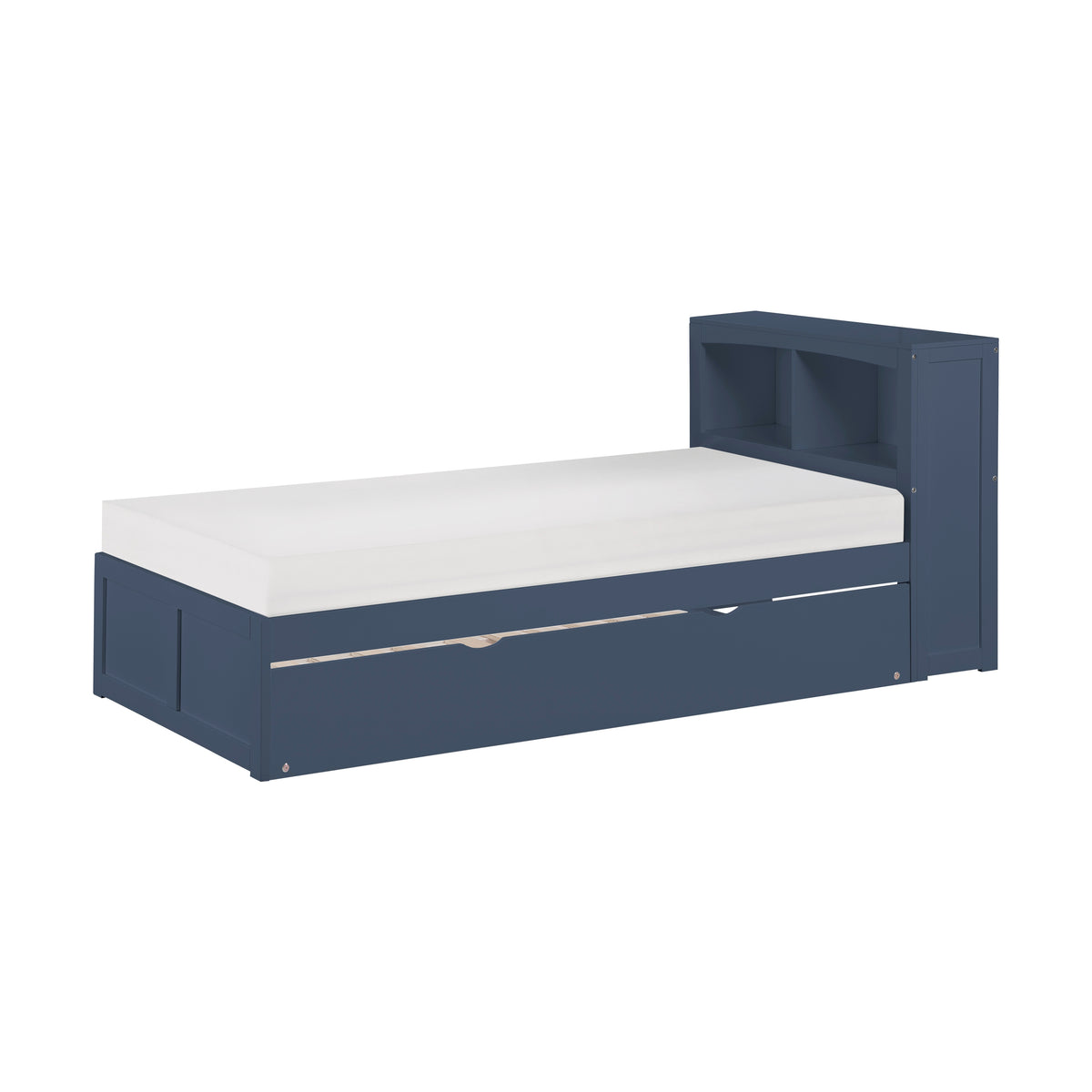 Nora Blue Twin Bookcase Corner Platform Bed