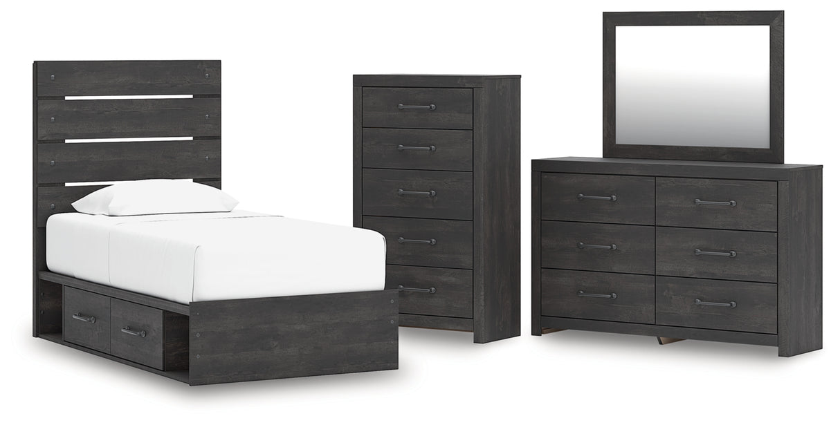 Hollivern Twin Panel Storage Bed, Dresser, Mirror and Chest from Ashley - Luna Furniture