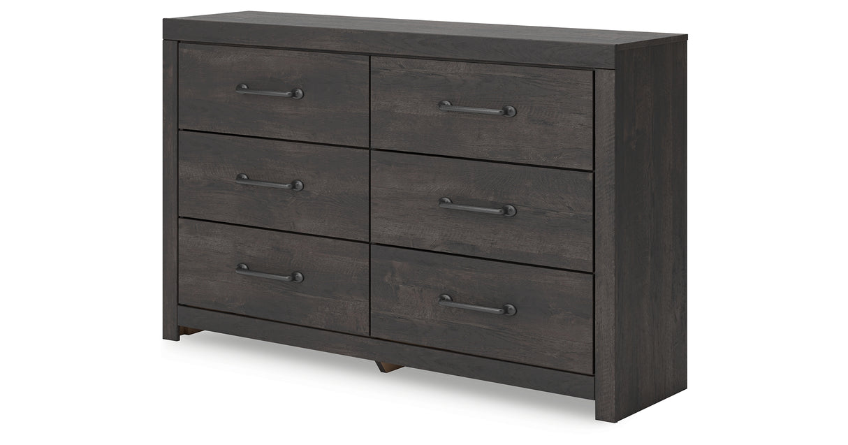 Hollivern Twin Panel Bed with Storage with Dresser in Dark Gray from Ashley - Luna Furniture
