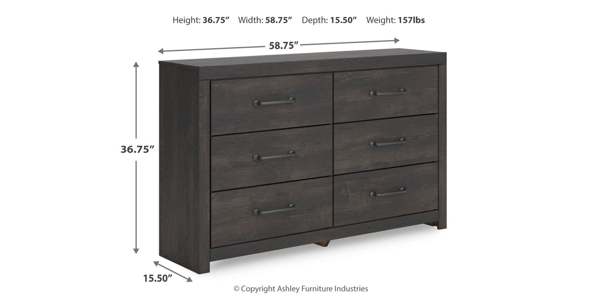 Hollivern Twin Panel Bed with Storage with Dresser in Dark Gray from Ashley - Luna Furniture