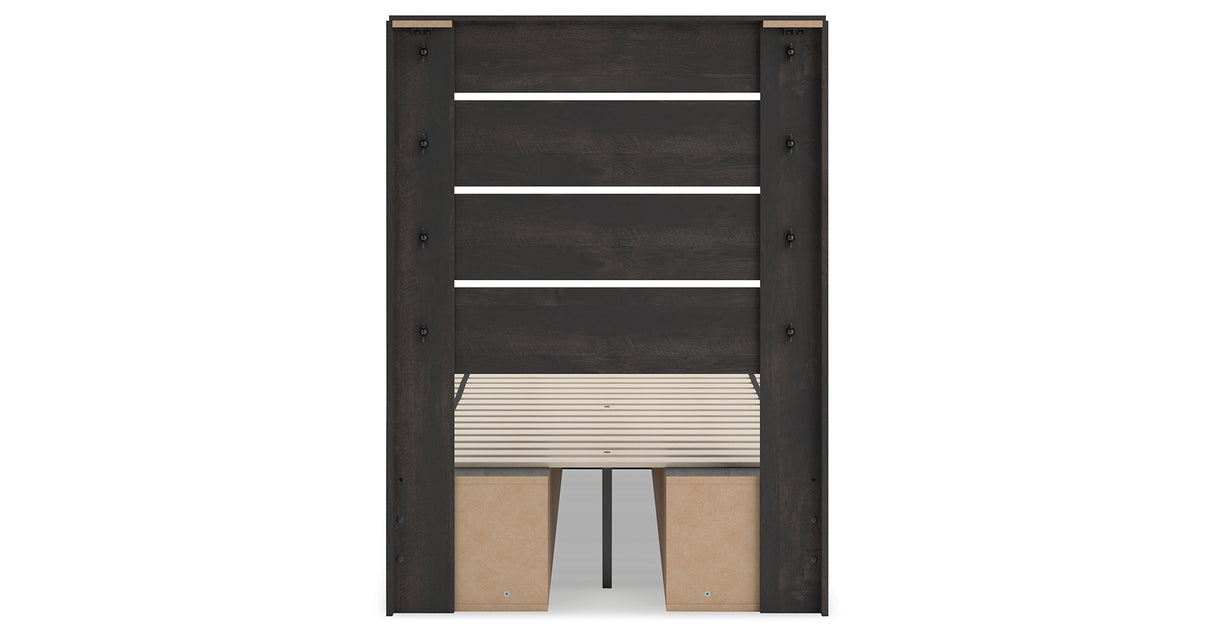 Hollivern Twin Panel Bed with Storage with Dresser in Dark Gray from Ashley - Luna Furniture