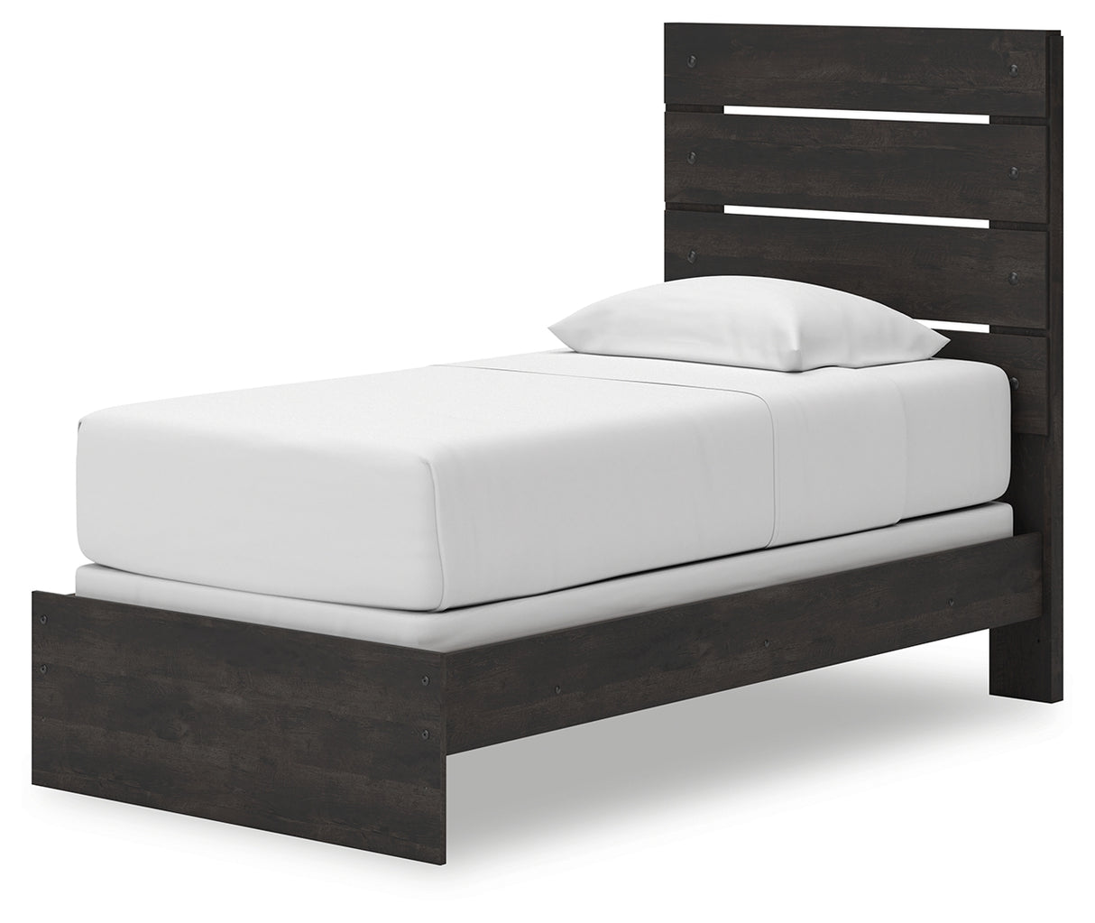 Hollivern Twin Panel Bed with Mirrored Dresser, Chest and Nightstand in Dark Gray from Ashley Furniture - Luna Furniture