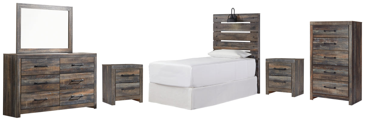 Drystan Multi Twin Panel Headboard Bed with Mirrored Dresser, Chest and 2 Nightstands from Ashley - Luna Furniture