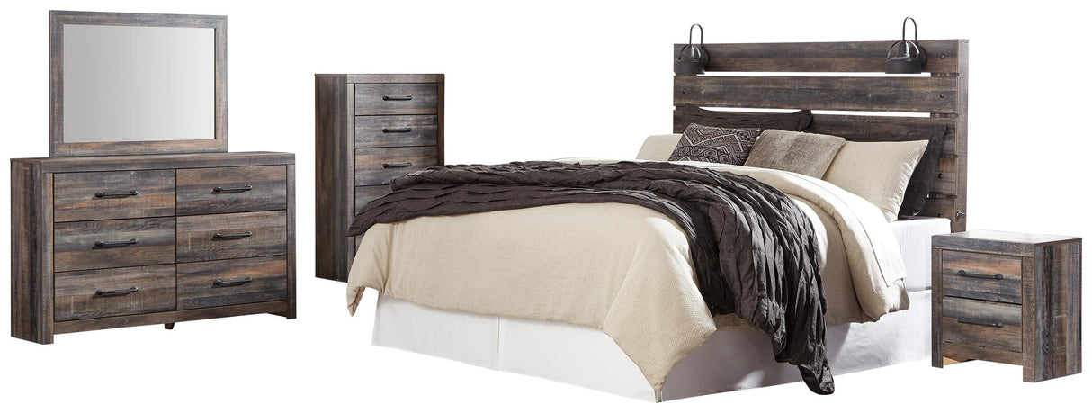 Drystan King Panel Headboard Bed with Mirrored Dresser, Chest and Nightstand in Multi from Ashley Furniture - Luna Furniture