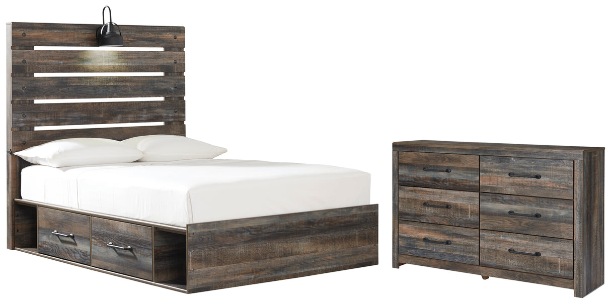 Drystan Full Panel Bed with 2 Storage Drawers with Dresser in Multi from Ashley Furniture - Luna Furniture