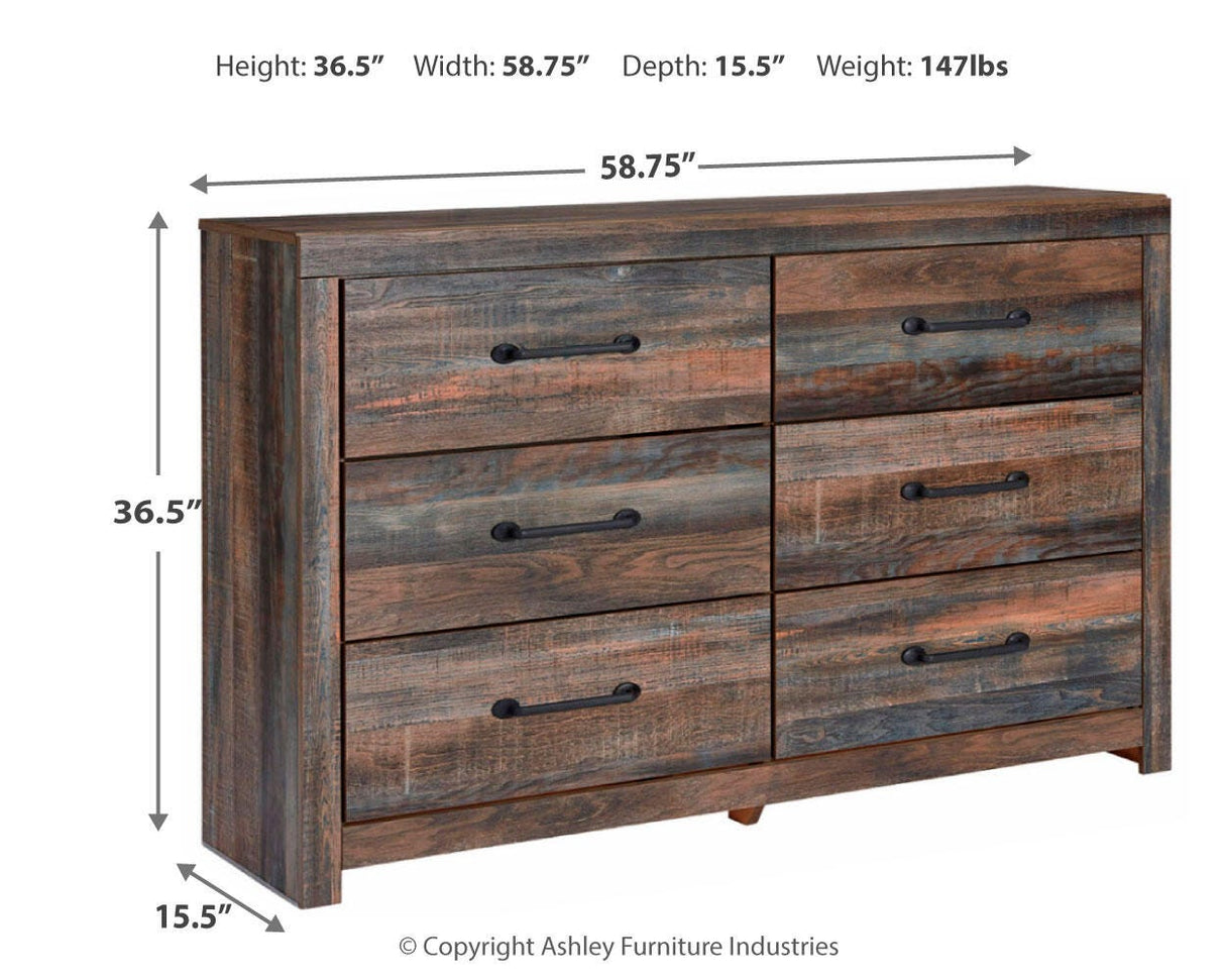 Drystan Twin Panel Bed with 2 Storage Drawers with Dresser in Multi from Ashley Furniture - Luna Furniture