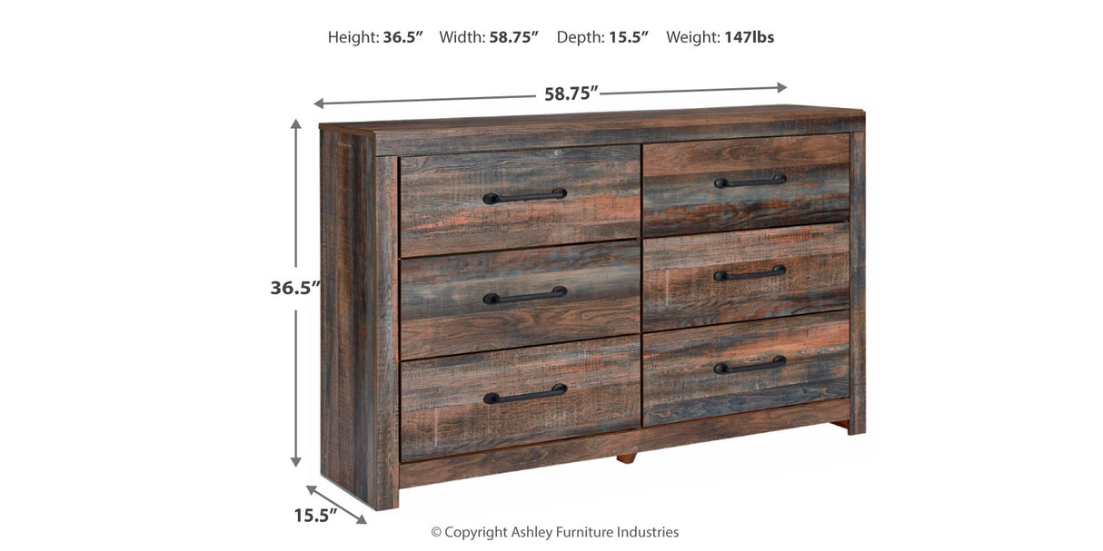 Drystan Full Bookcase Bed with 2 Storage Drawers with Dresser in Multi from Ashley - Luna Furniture