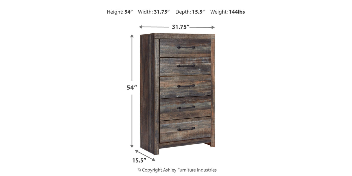 Drystan Queen Bookcase Bed with 2 Storage Drawers with Mirrored Dresser, Chest and 2 Nightstands in Multi from Ashley - Luna Furniture