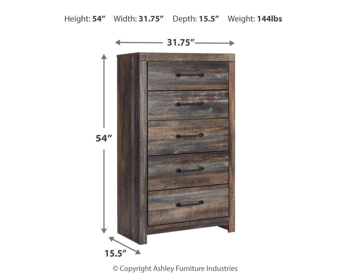Drystan King Panel Bookcase Bed with Mirrored Dresser and Chest in Multi from Ashley - Luna Furniture
