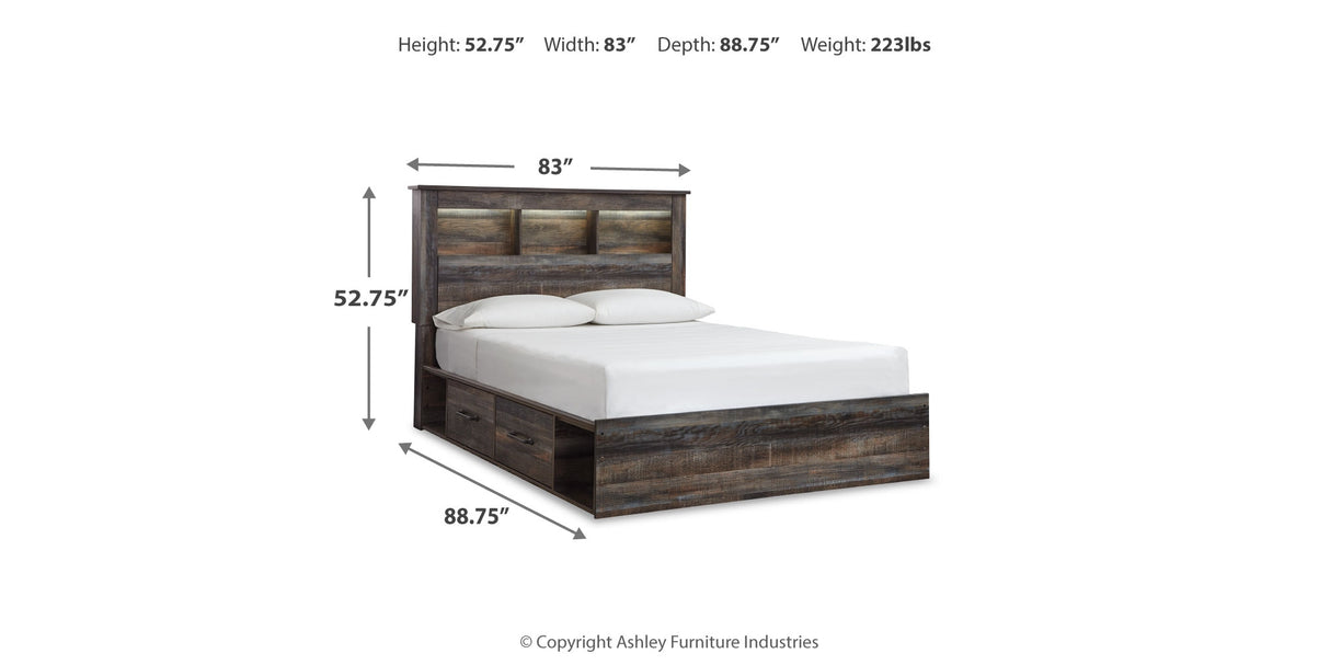 Drystan Queen Bookcase Bed with 2 Storage Drawers with Mirrored Dresser and 2 Nightstands in Multi from Ashley - Luna Furniture