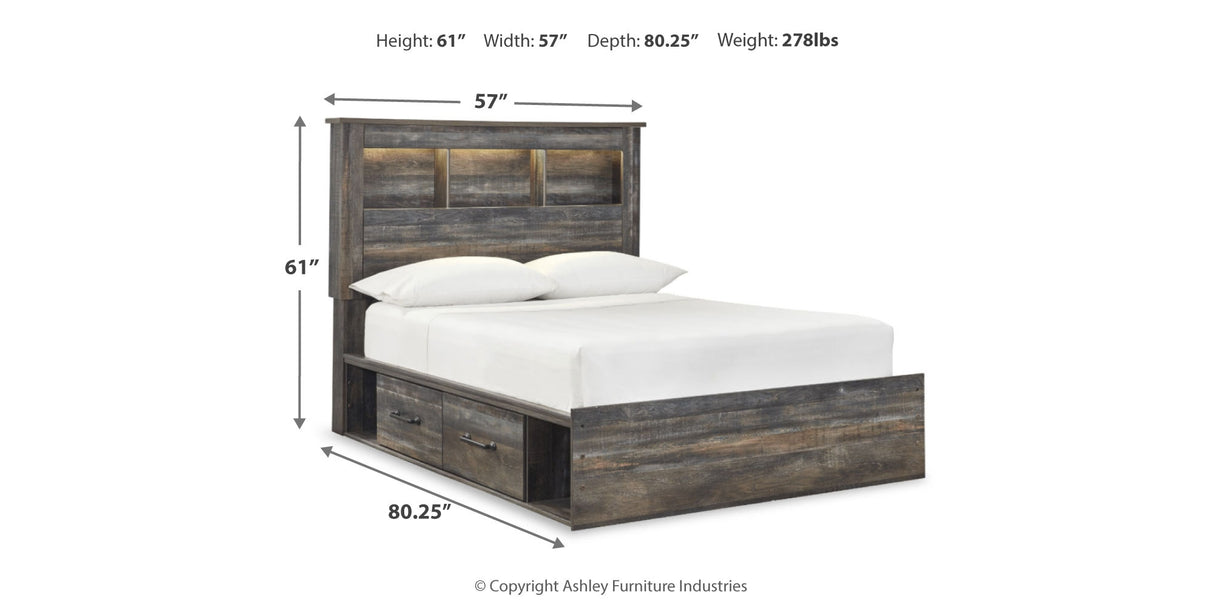 Drystan Full Bookcase Bed with 4 Storage Drawers with Mirrored Dresser and 2 Nightstands in Multi from Ashley - Luna Furniture