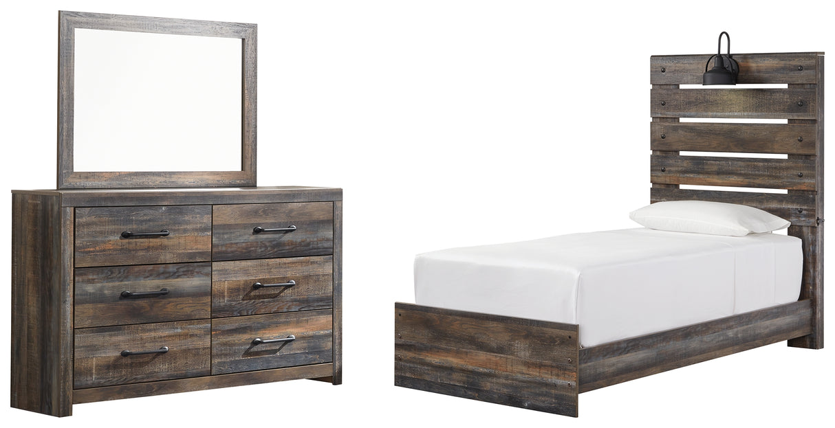 Drystan Multi Twin Panel Bed with Mirrored Dresser from Ashley Furniture - Luna Furniture