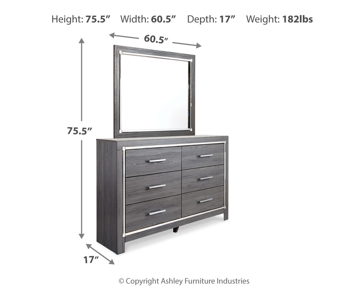 Lodanna Gray Queen Upholstered Panel Bed, Dresser and Mirror from Ashley Furniture - Luna Furniture