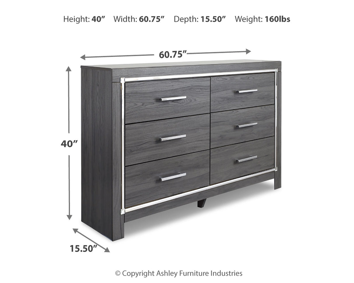 Lodanna Full Panel Bed with Mirrored Dresser and Chest in Gray from Ashley - Luna Furniture