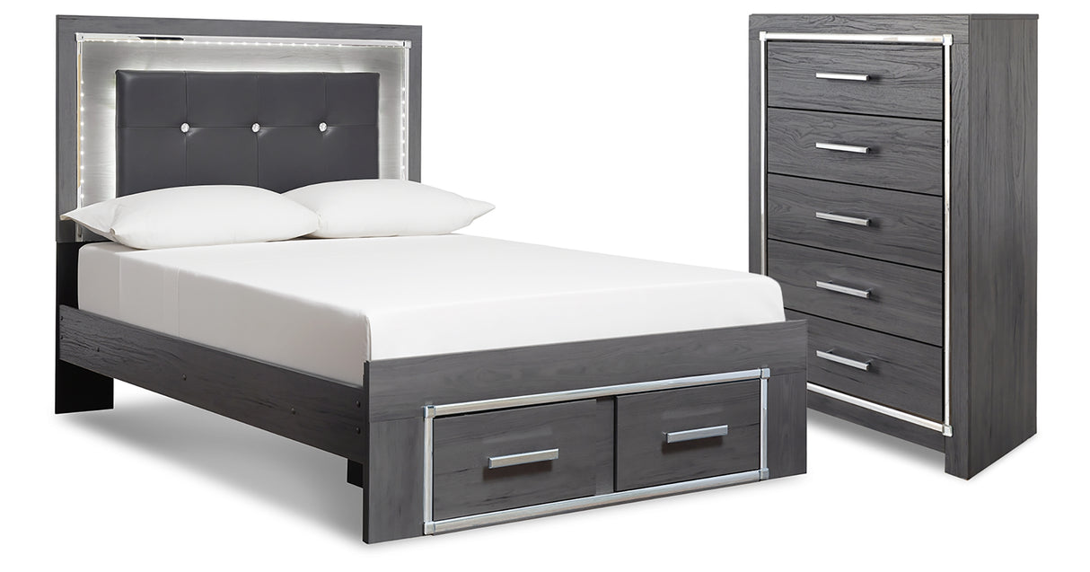 Lodanna Full Upholstered Panel Storage Bed and Chest from Ashley Furniture - Luna Furniture