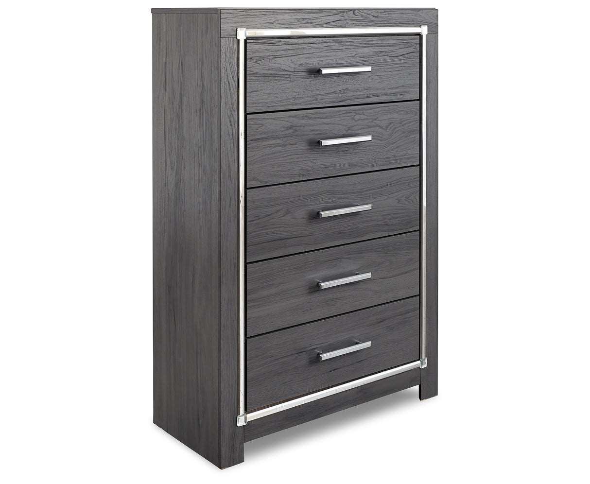 Lodanna Gray King Upholstered Panel Bed, Dresser, Chest and 2 Nightstands from Ashley Furniture - Luna Furniture