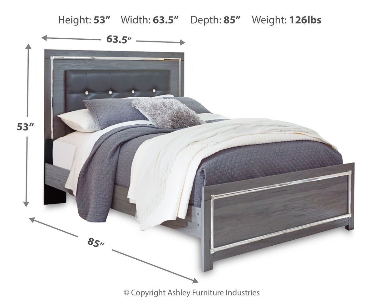 Lodanna Gray Queen Upholstered Panel Bed, Dresser and Mirror from Ashley Furniture - Luna Furniture