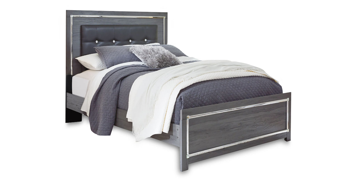 Lodanna Queen Panel Bed with Mirrored Dresser, Chest and 2 Nightstands in Gray from Ashley - Luna Furniture