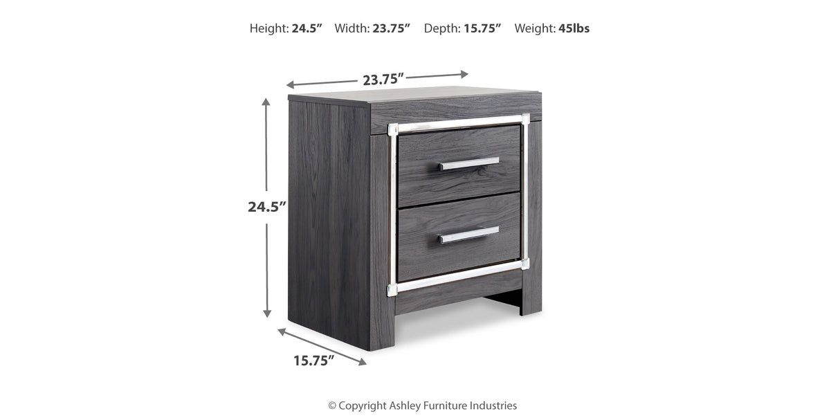 Lodanna King/California King Upholstered Panel Headboard Bed with Mirrored Dresser, Chest and 2 Nightstands in Gray from Ashley - Luna Furniture