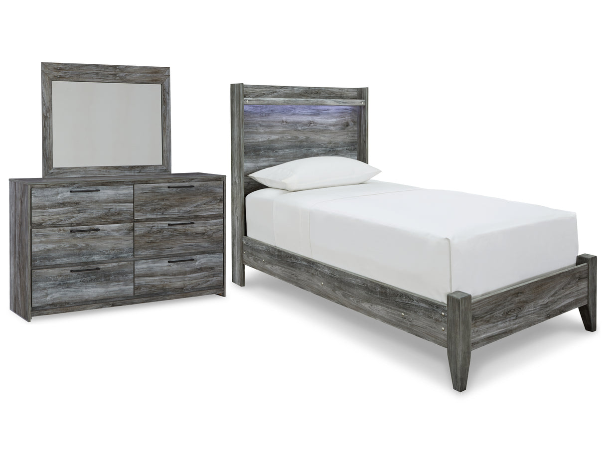 Baystorm Gray Twin Panel Bed, Dresser and Mirror from Ashley Furniture - Luna Furniture