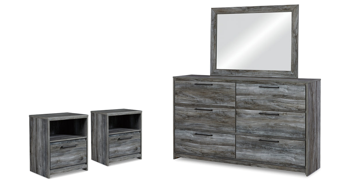 Baystorm Gray Dresser, Mirror and 2 Nightstands from Ashley Furniture - Luna Furniture