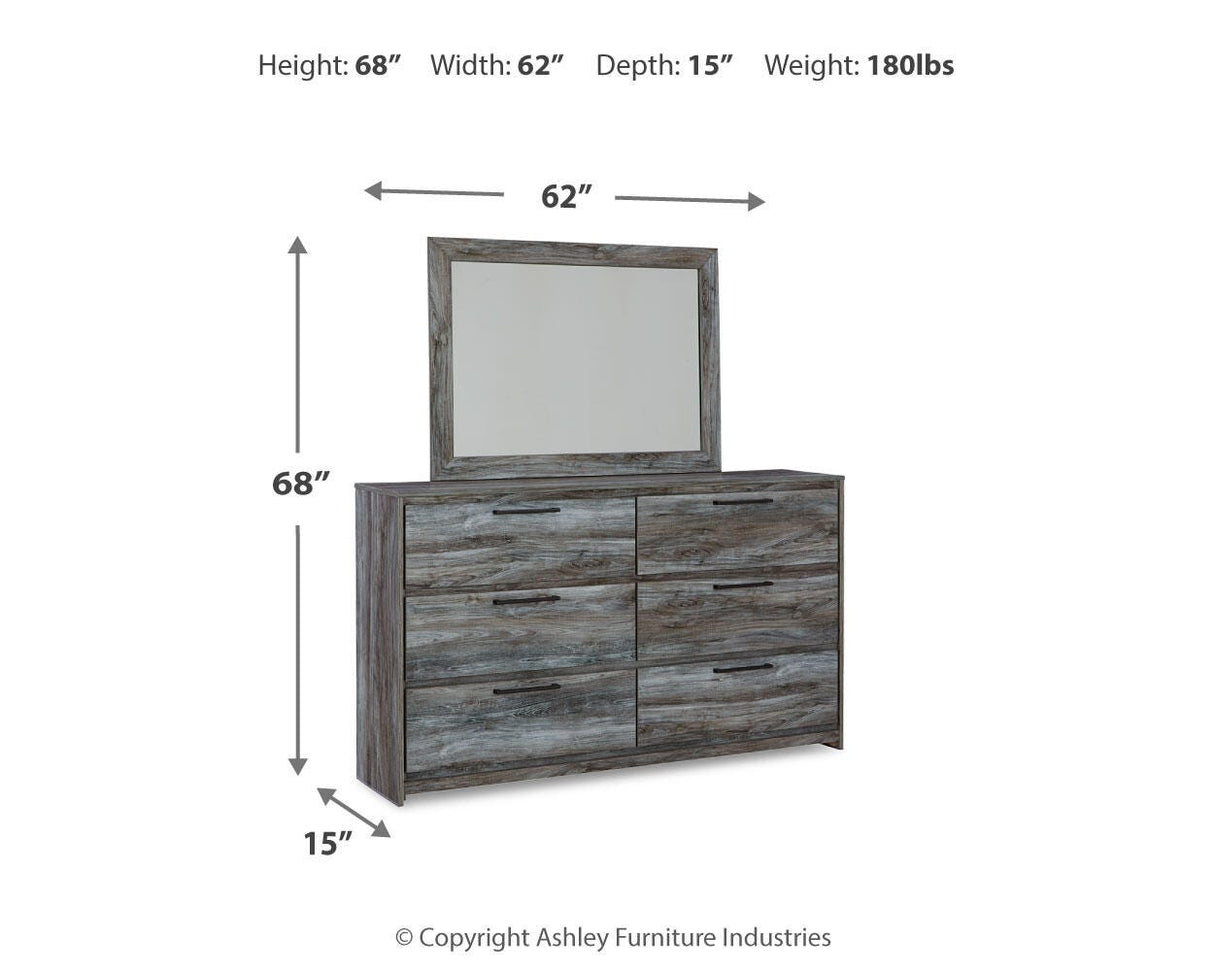 Baystorm Gray King Panel Bed, Dresser, Mirror, Chest and Nightstand