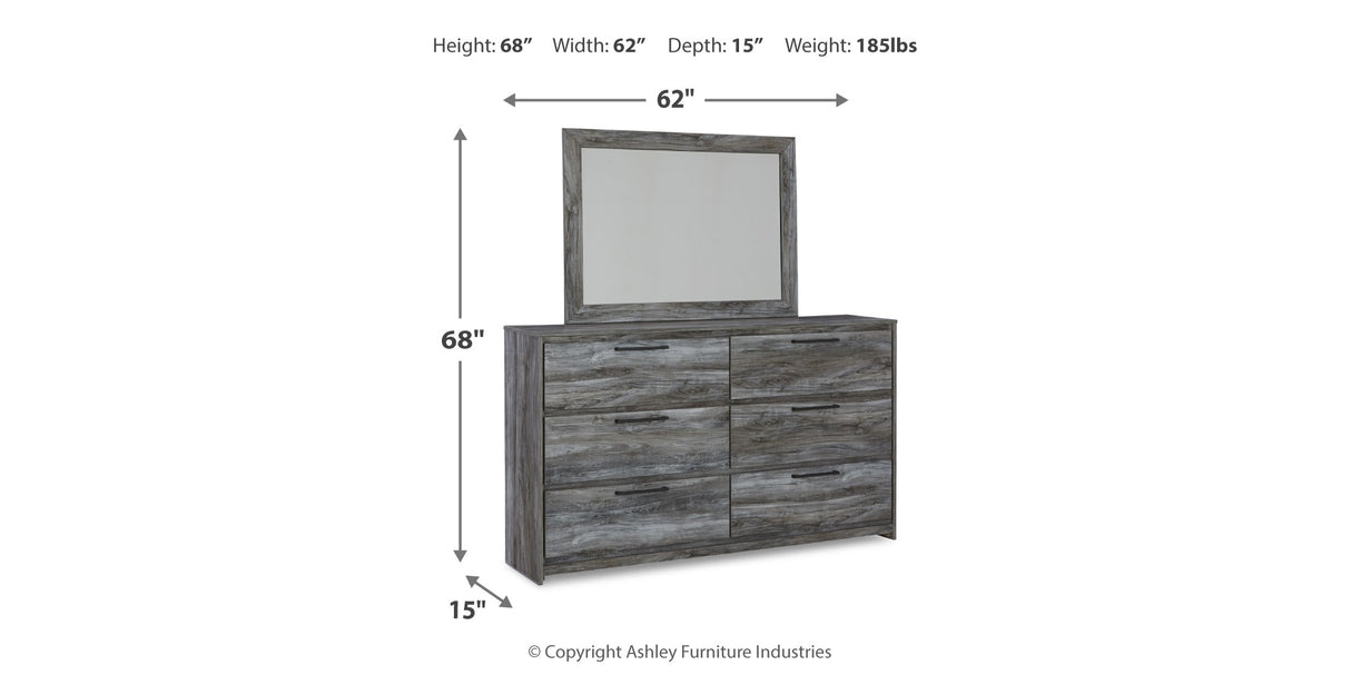 Baystorm Full Panel Headboard with Mirrored Dresser and Nightstand in Gray from Ashley Furniture - Luna Furniture