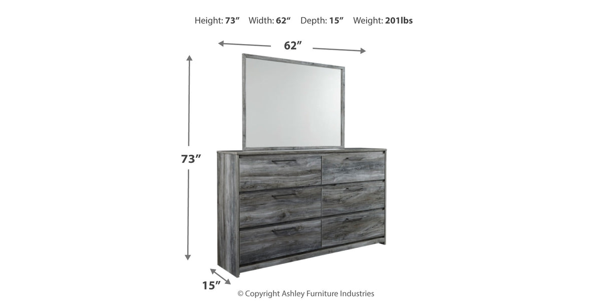 Baystorm Twin Panel Headboard with Mirrored Dresser and Nightstand in Gray from Ashley Furniture - Luna Furniture