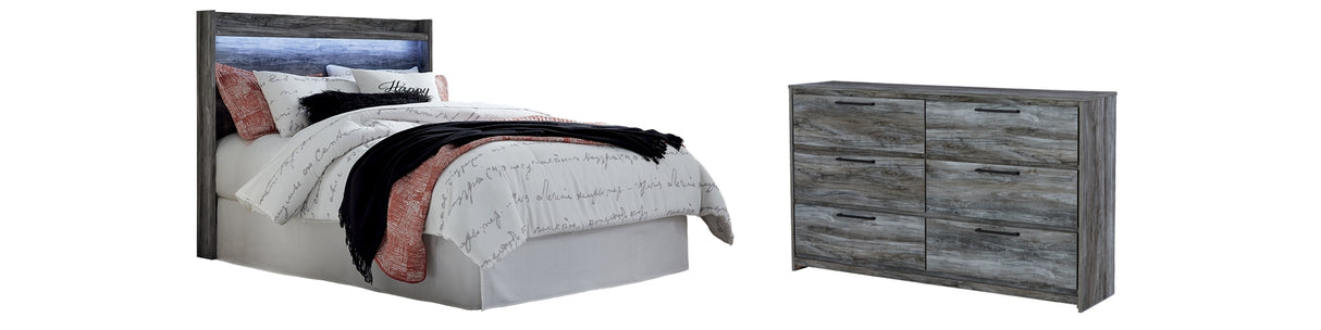 Baystorm Queen Panel Headboard Bed with Dresser in Gray from Ashley Furniture - Luna Furniture