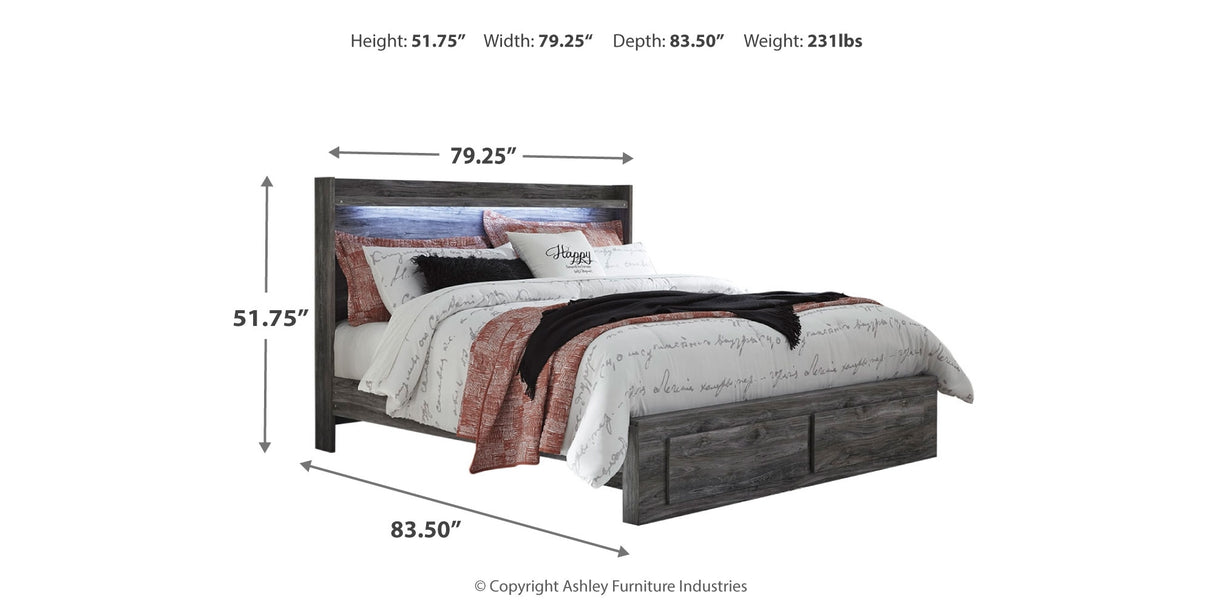 Baystorm King Panel Bed with 2 Storage Drawers and Chest in Gray from Ashley - Luna Furniture