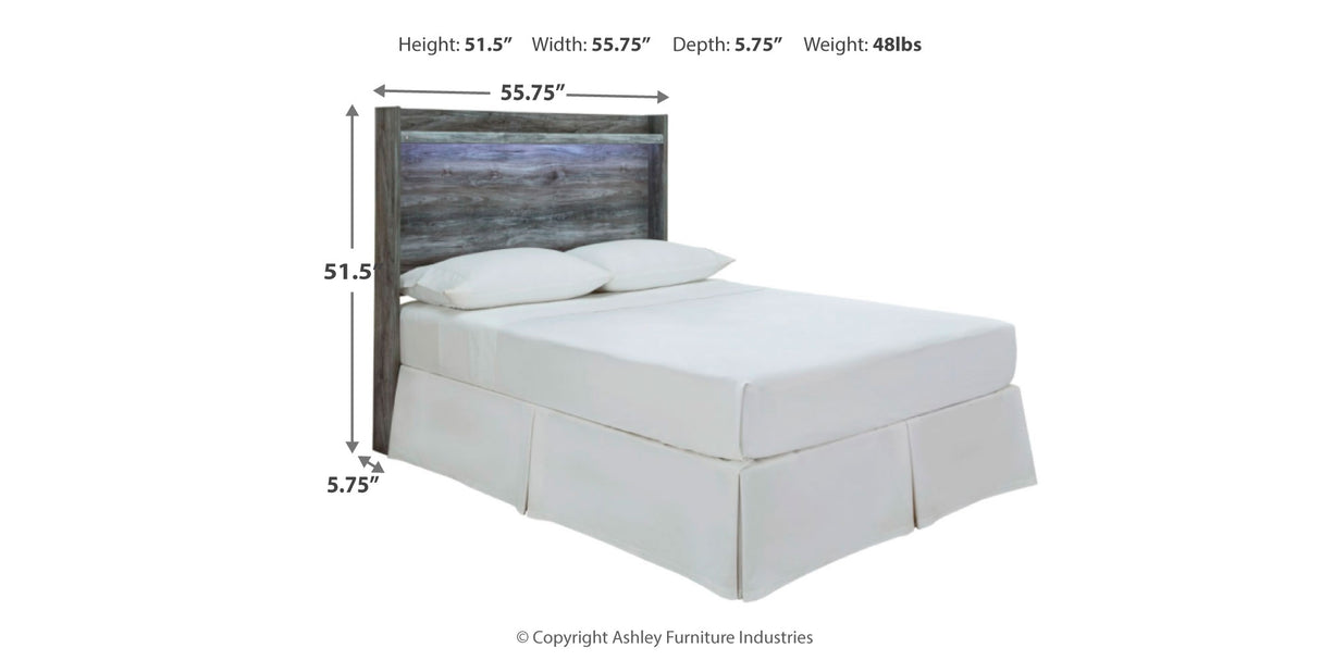 Baystorm Full Panel Headboard with Mirrored Dresser and Nightstand in Gray from Ashley Furniture - Luna Furniture
