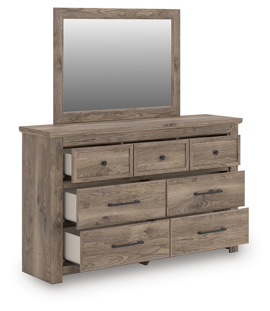 Rusticott Brown Queen Poster Bed, Dresser and Mirror from Ashley Furniture - Luna Furniture