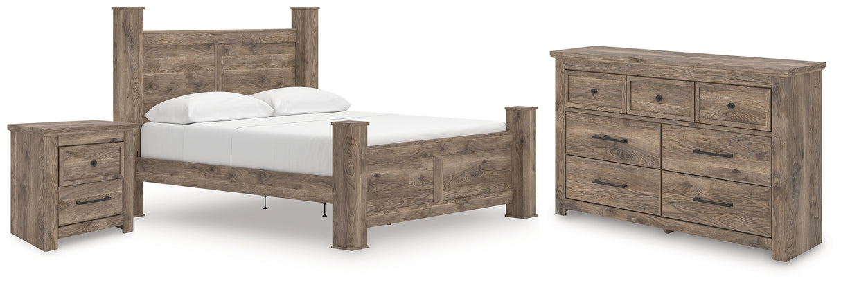 Rusticott Brown King Poster Bed, Dresser and Nightstand from Ashley - Luna Furniture