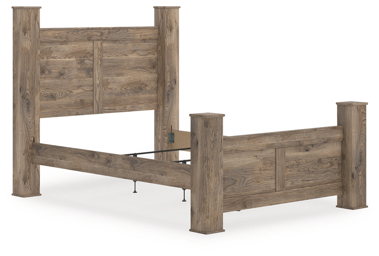 Rusticott Brown Queen Poster Bed, Dresser and Nightstand from Ashley - Luna Furniture