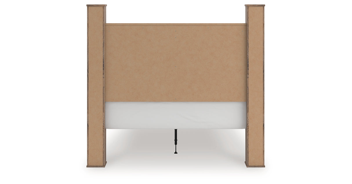 Rusticott Brown Queen Poster Bed, Dresser, Mirror and Nightstand from Ashley - Luna Furniture