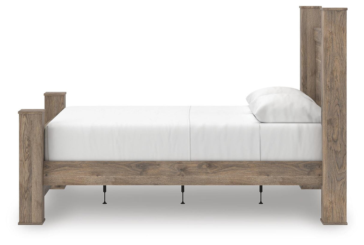 Rusticott Queen Poster Bed with Dresser and Nightstand in Brown from Ashley Furniture - Luna Furniture