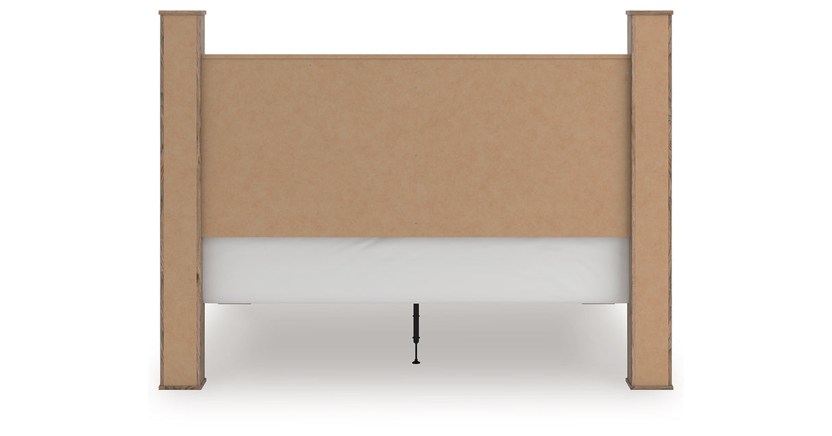 Rusticott California King Poster Bed with Mirrored Dresser in Brown from Ashley - Luna Furniture