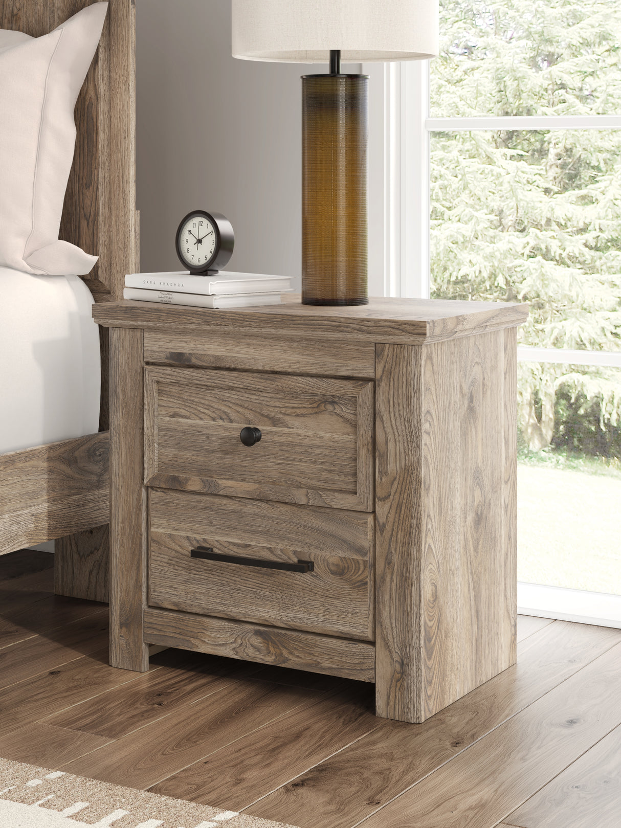 Rusticott Brown Queen Poster Bed, Dresser, Mirror and Nightstand from Ashley - Luna Furniture