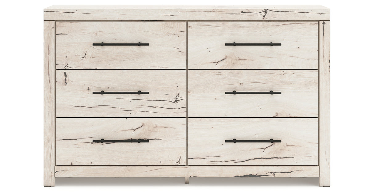 Lawroy Full Panel Headboard with Mirrored Dresser in Light Natural from Ashley - Luna Furniture