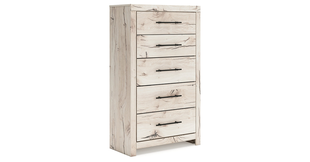 Lawroy Queen Panel Headboard with Mirrored Dresser and Chest in Light Natural from Ashley - Luna Furniture