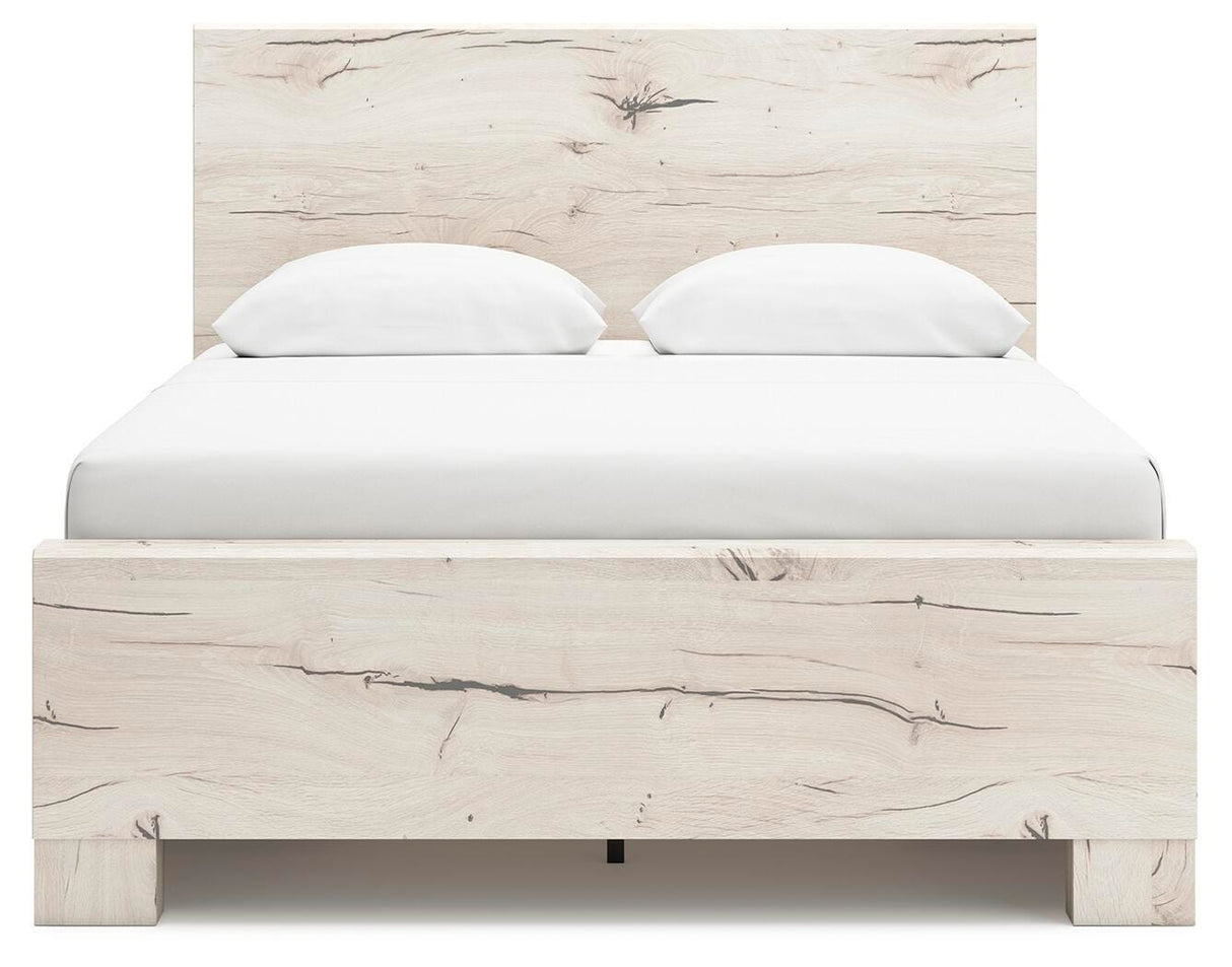Lawroy Light Natural Queen Panel Bed with Storage, Dresser and Mirror from Ashley - Luna Furniture