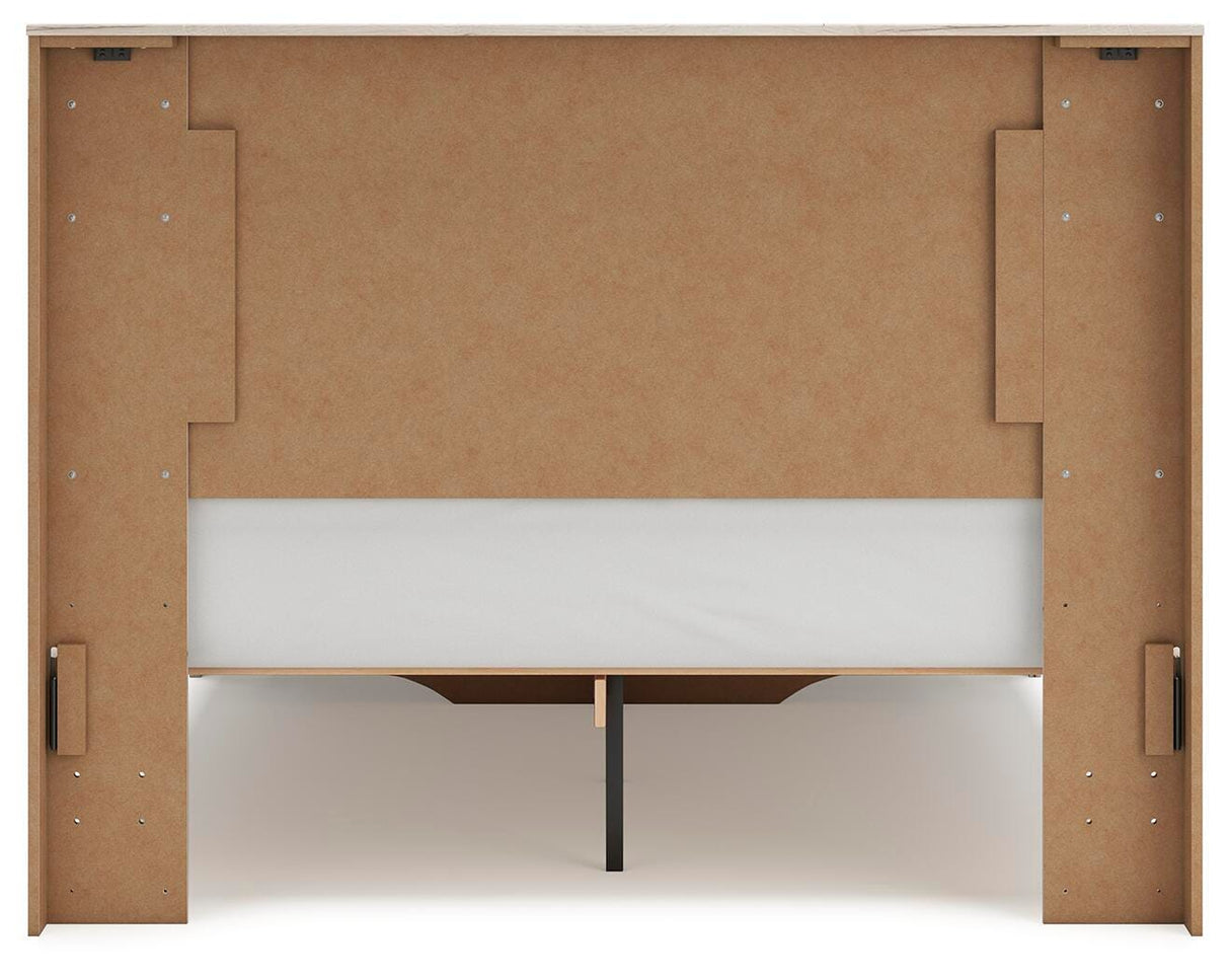 Lawroy Queen Panel Headboard with 2 Nightstands in Light Natural from Ashley - Luna Furniture